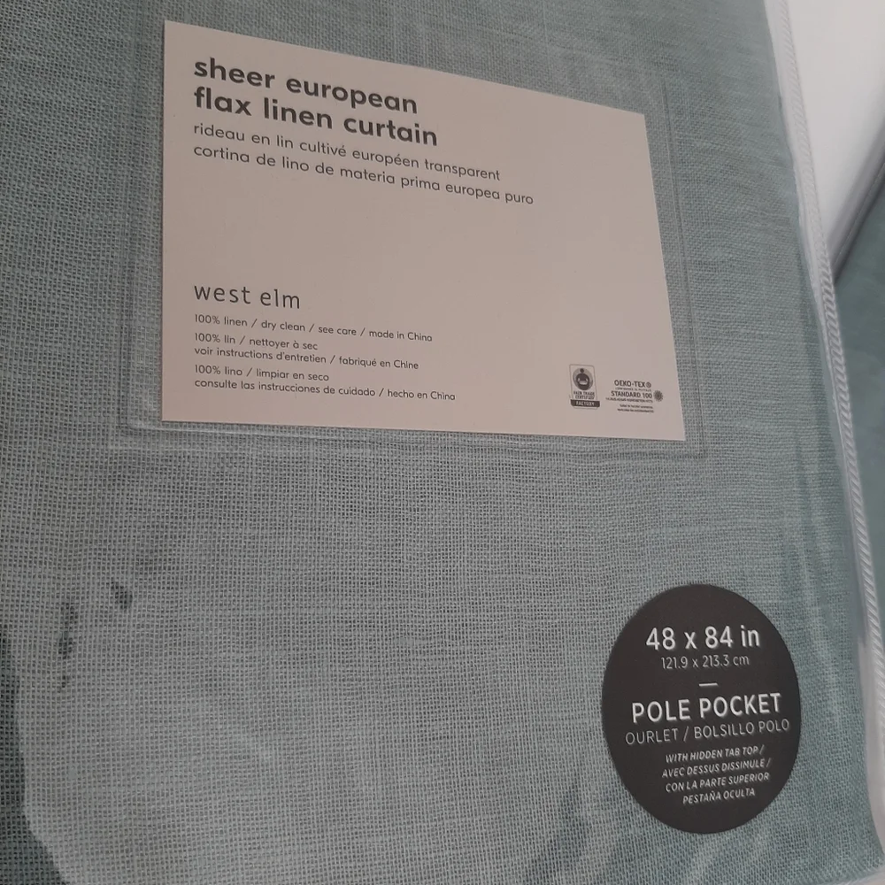 *West Elm Sheer European Flax Linen Pole Pocket Panels 84